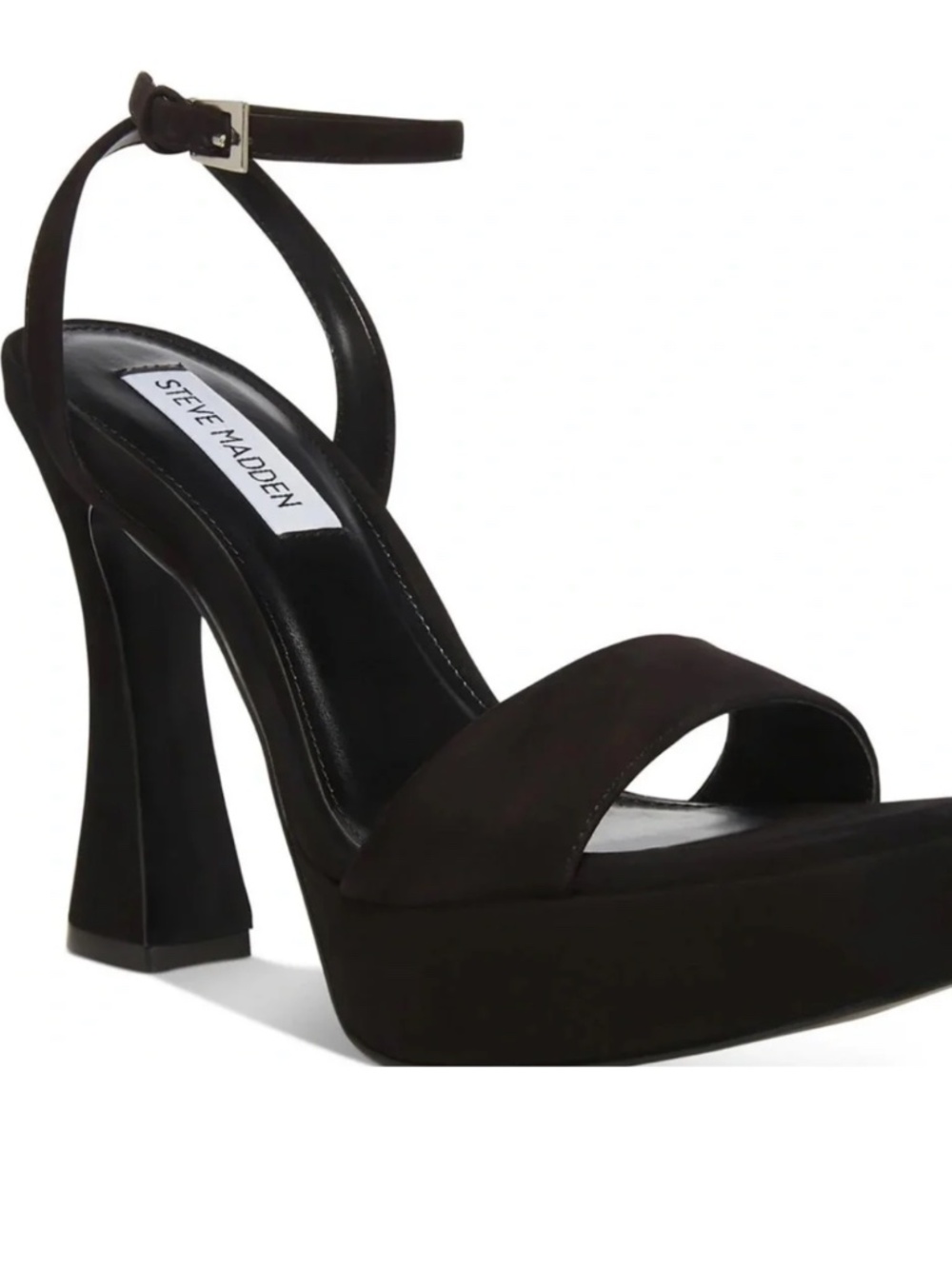 Steve Madden Women's "Lashed" Black Brushed Textile Heeled Sandals Size: 9M